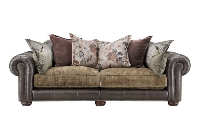 Atlantis Fabric & Leather Mix Pillow Back 3.5 Seater Sofa Atlantis Fabric & Leather Mix Pillow Back 3.5 Seater Sofa
