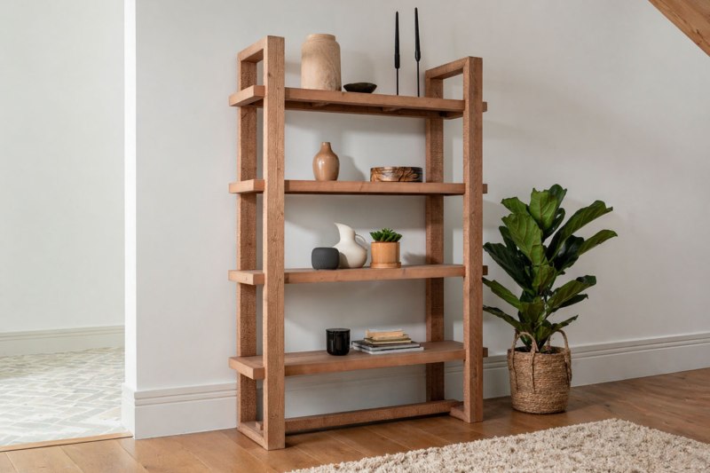 Oakley Reclaimed Wood Open Display Bookcase in Rustic Buff Finish Oakley Reclaimed Wood Open Display Bookcase in Rustic Buff Finish