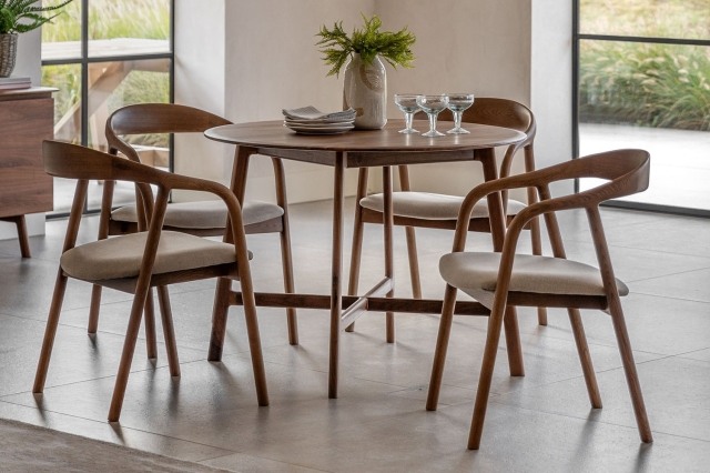 Gallery Direct Madrid Round Dining Table in Walnut Gallery Direct Madrid Round Dining Table in Walnut