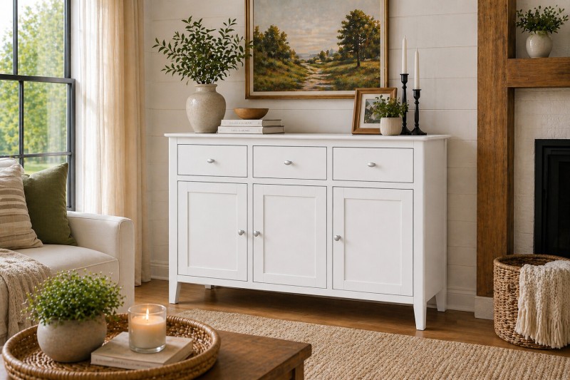 Hampstead Painted White 3 Door Sideboard Hampstead Painted White 3 Door Sideboard