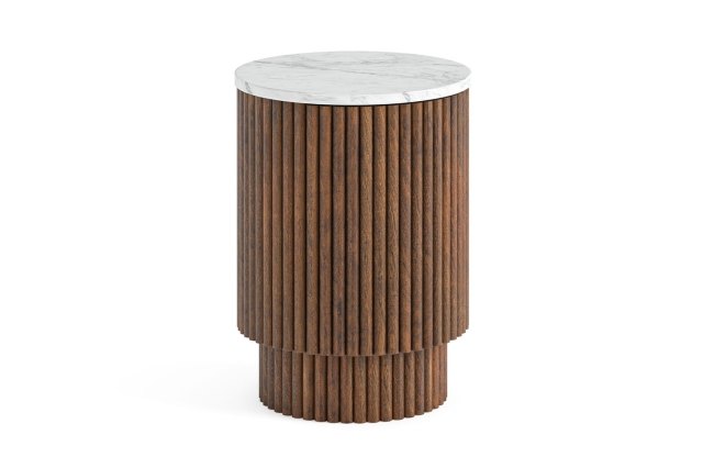 Harvard Reeded Mango Wood Storage Side Table with Marble Top Harvard Reeded Mango Wood Storage Side Table with Marble Top