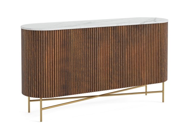 Harvard Reeded Mango Wood Large Sideboard with Marble Top Harvard Reeded Mango Wood Large Sideboard with Marble Top