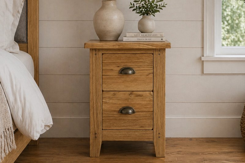 Burford Country Oak Narrow Bedside Table Burford Country Oak Narrow Bedside Table