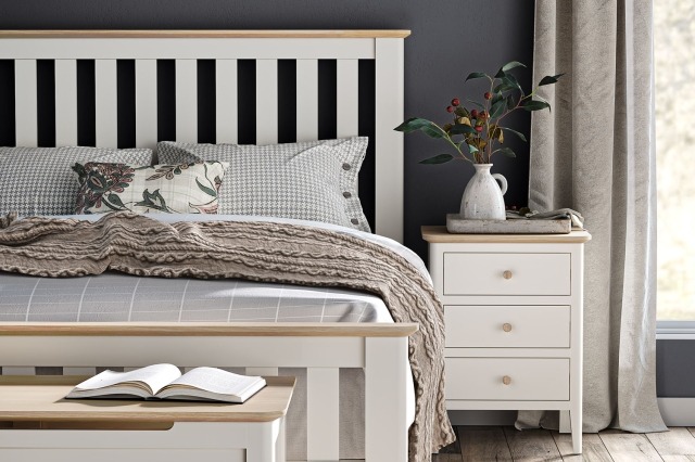 Marlow Oak Painted Coconut White Bed Frame Marlow Oak Painted Coconut White Bed Frame