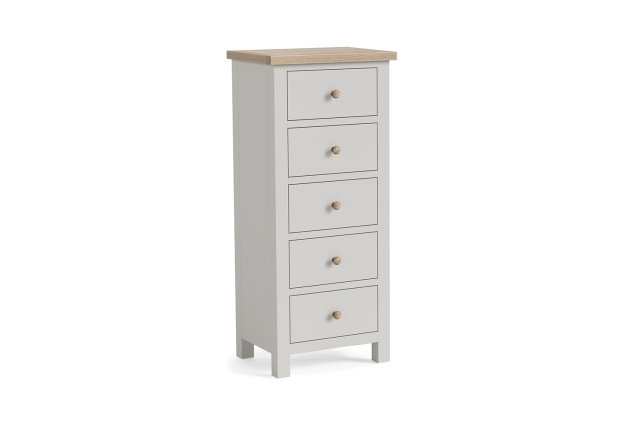 Modern Country Painted Oak Stone Grey 5 Drawer Tall Chest of Drawers Modern Country Painted Oak Stone Grey 5 Drawer Tall Chest of Drawers