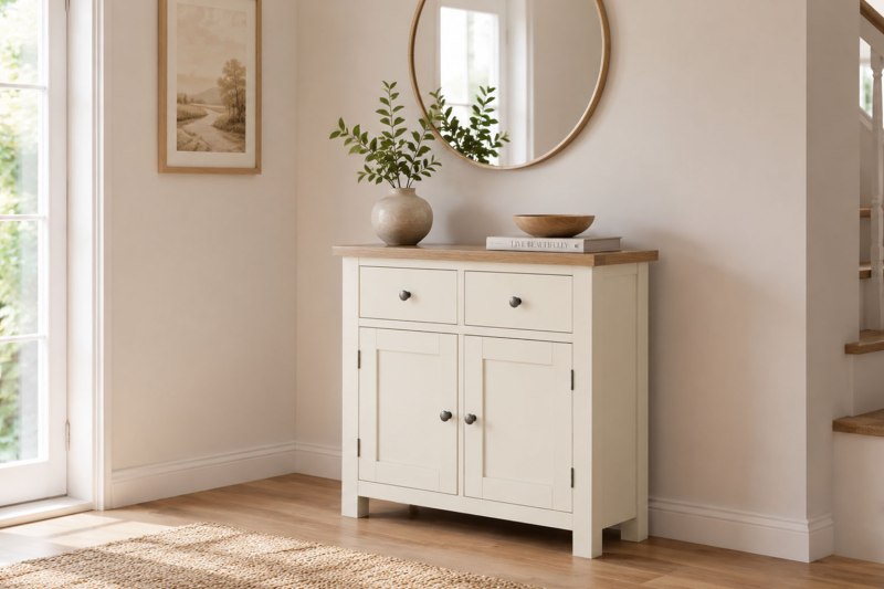 Modern Country Painted Oak Coconut White Medium Sideboard Modern Country Painted Oak Coconut White Medium Sideboard