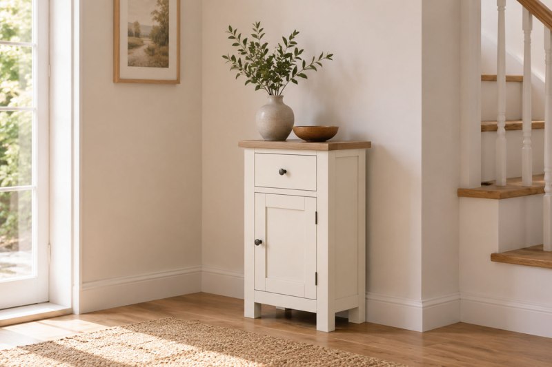 Modern Country Painted Oak Coconut White Telephone Cupboard Modern Country Painted Oak Coconut White Telephone Cupboard