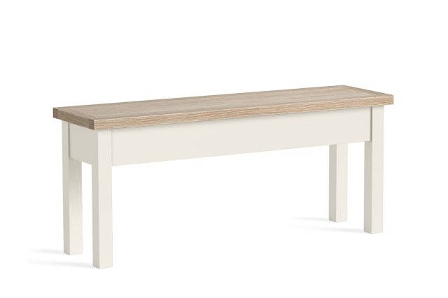 Modern Country Painted Oak Coconut White Shallow Storage Bench Modern Country Painted Oak Coconut White Shallow Storage Bench
