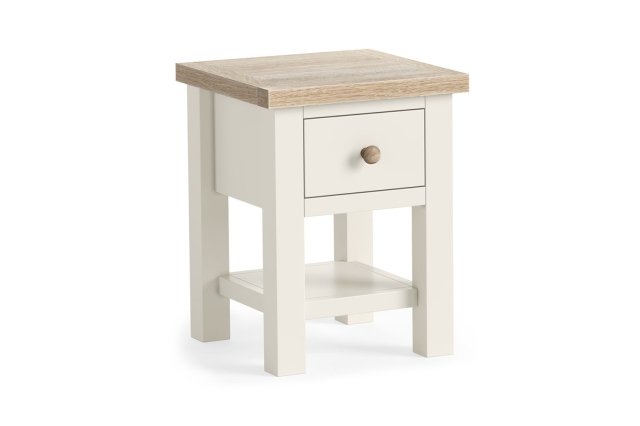 Modern Country Painted Oak Coconut White Lamp Table with Shelf Modern Country Painted Oak Coconut White Lamp Table with Shelf