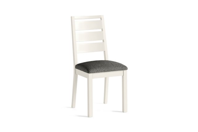 Modern Country Painted Oak Coconut White Dining Chair with Boucle Grey Seat (Pair) Modern Country Painted Oak Coconut White Dining Chair with Boucle Grey Seat (Pair)