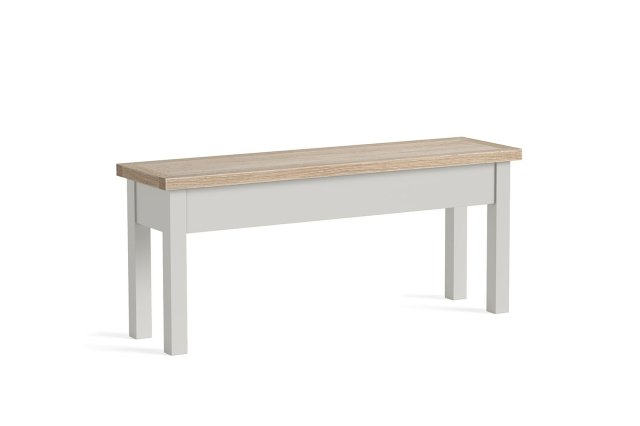 Modern Country Painted Oak Stone Grey Shallow Storage Bench Modern Country Painted Oak Stone Grey Shallow Storage Bench
