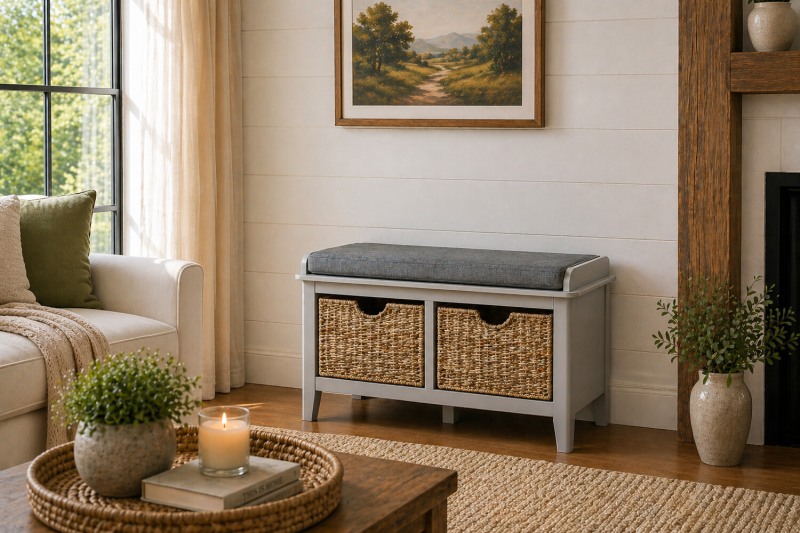 Stowe Painted Grey Storage Bench Stowe Painted Grey Storage Bench