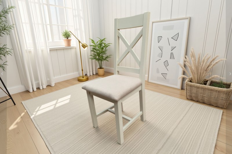 Cotswold White Cross Back Fabric Dining Chair Cotswold White Cross Back Fabric Dining Chair