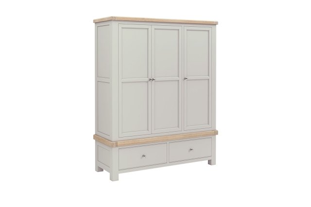 Salcombe Painted Oak Stone Grey Triple Wardrobe Salcombe Painted Oak Stone Grey Triple Wardrobe