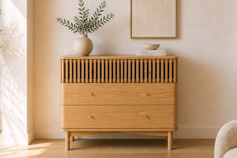 Soho Natural Oak Slatted 3 Drawer Chest of Drawers Soho Natural Oak Slatted 3 Drawer Chest of Drawers