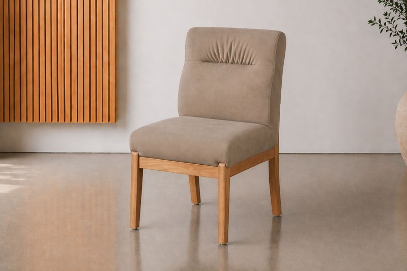 Alfie Relaxed PU Leather Dining Chair in Taupe (Pair) Alfie Relaxed PU Leather Dining Chair in Taupe (Pair)