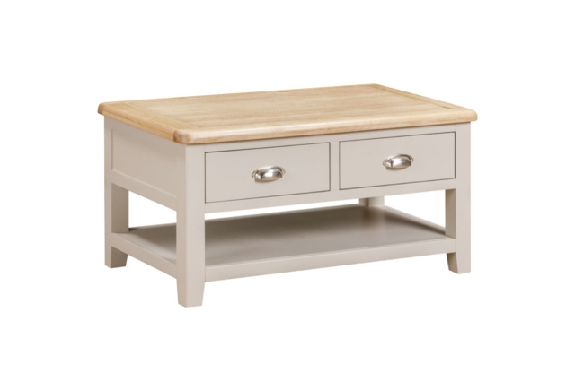 Windermere Painted Oyster Grey Oak 2 Drawer Coffee Table Windermere Painted Oyster Grey Oak 2 Drawer Coffee Table