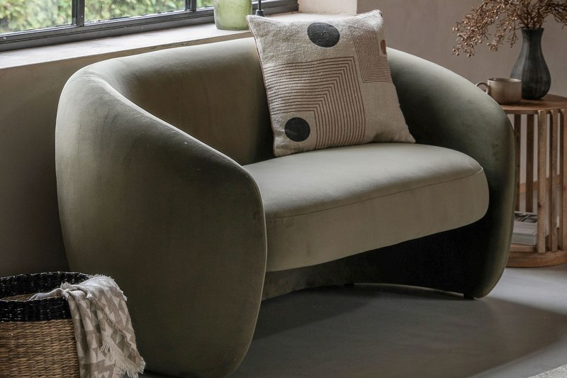 Gallery Direct Curvo 2 Seater Sofa in Moss Green Gallery Direct Curvo 2 Seater Sofa in Moss Green
