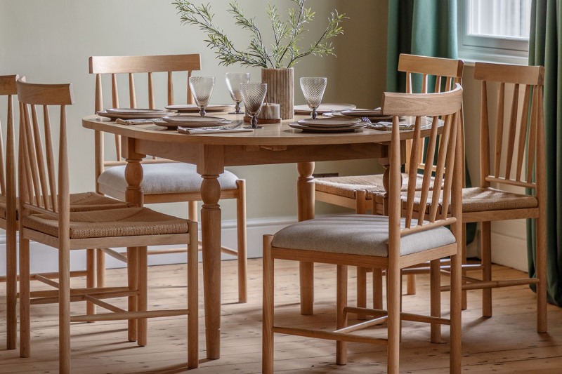 Gallery Direct Eton Natural Round Ext 110-150cm Dining Table Gallery Direct Eton Natural Round Ext 110-150cm Dining Table