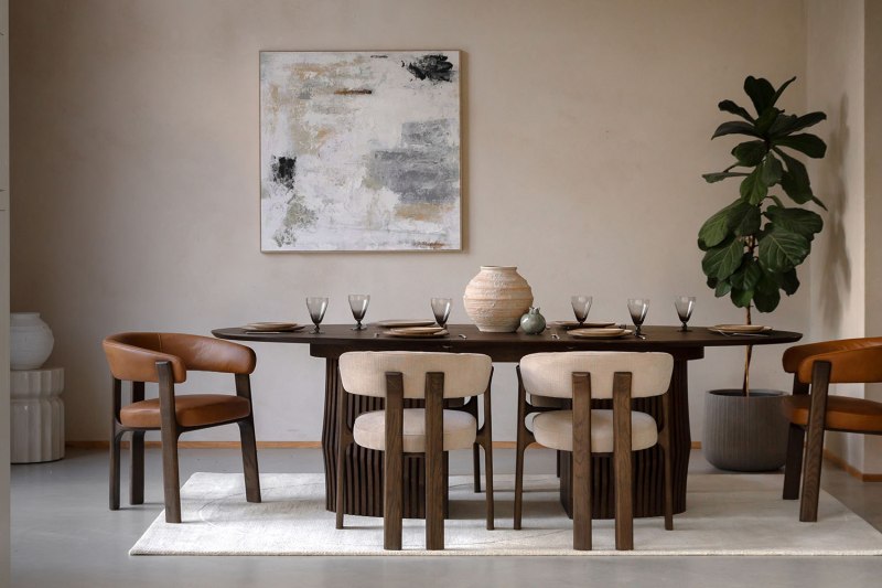Gallery Direct Onda Walnut Ext 200-250cm Oval Dining Table Set & 6 Chairs (3 Brown + 3 Natural) Gallery Direct Onda Walnut Ext 200-250cm Oval Dining Table Set & 6 Chairs (3 Brown + 3 Natural)