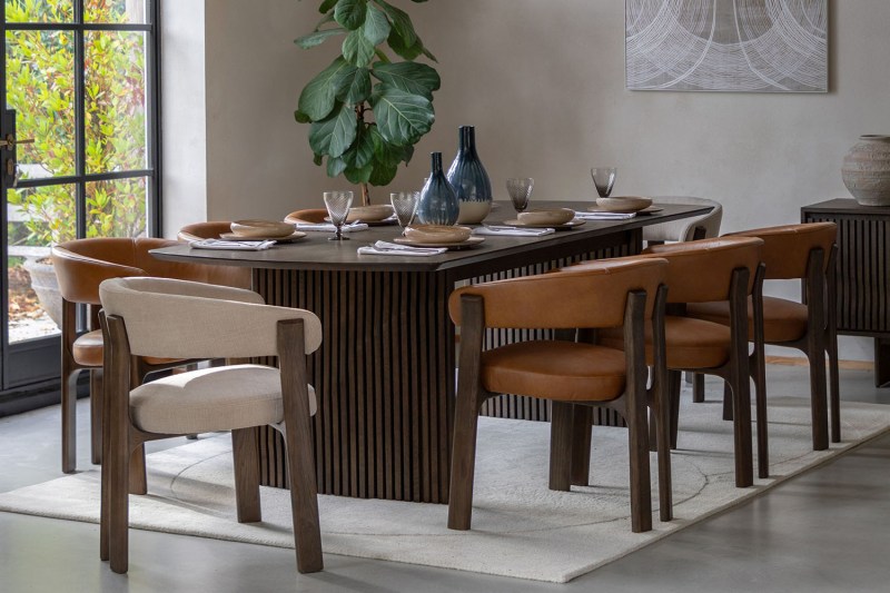 Gallery Direct Onda Walnut Ext 180-230cm Oval Dining Table Set & 8 Chairs (6 Brown + 2 Natural) Gallery Direct Onda Walnut Ext 180-230cm Oval Dining Table Set & 8 Chairs (6 Brown + 2 Natural)