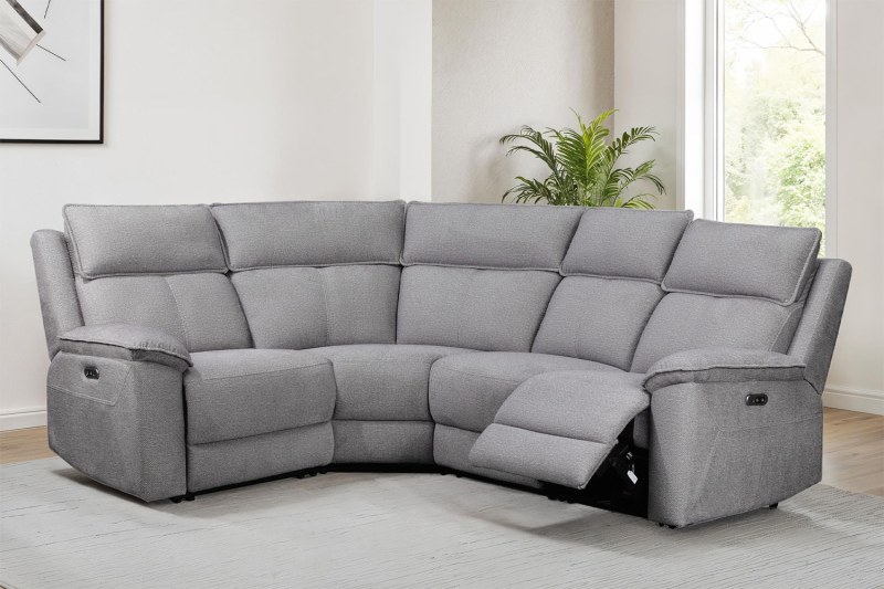 Blaine 4 Seater Electric Recliner Corner Sofa in Greige Fabric Blaine 4 Seater Electric Recliner Corner Sofa in Greige Fabric