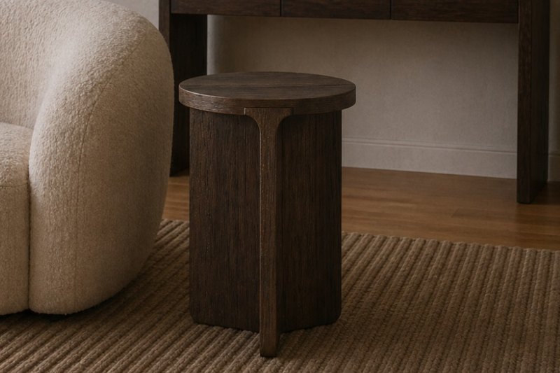 California Dark Oak Round Side Table California Dark Oak Round Side Table