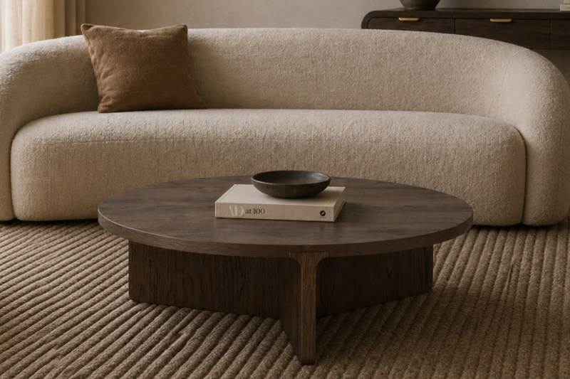 California Dark Oak Large Round Coffee Table California Dark Oak Large Round Coffee Table