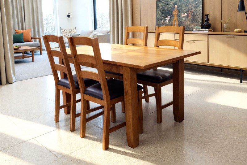 Chester Oak Extending 120-150cm Dining Table Set Chester Oak Extending 120-150cm Dining Table Set