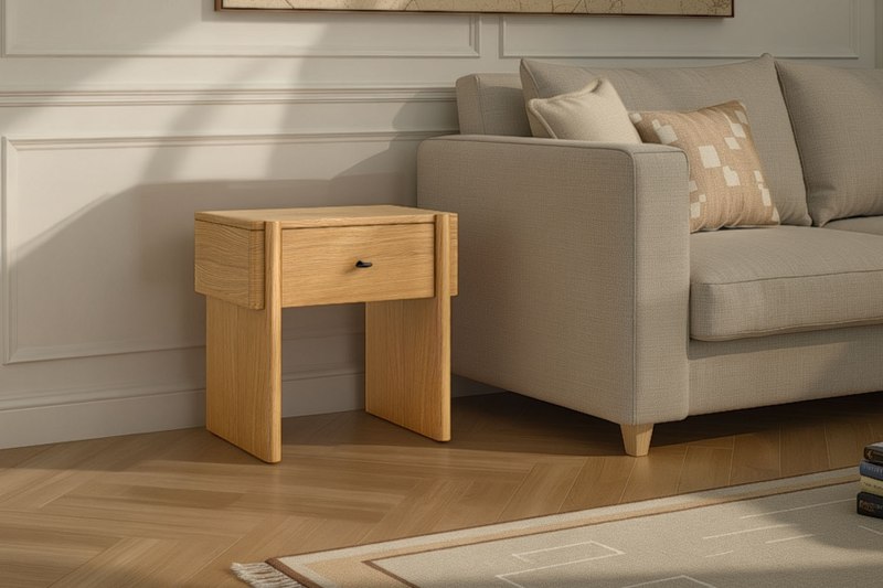 Como Oak Side Lamp Table with Drawer Como Oak Side Lamp Table with Drawer