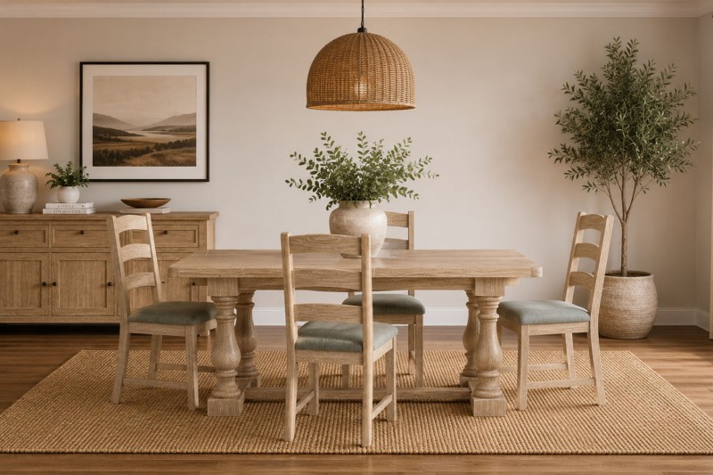 Normandy White Wash Small Ext 140-185cm Trestle Dining Table Normandy White Wash Small Ext 140-185cm Trestle Dining Table