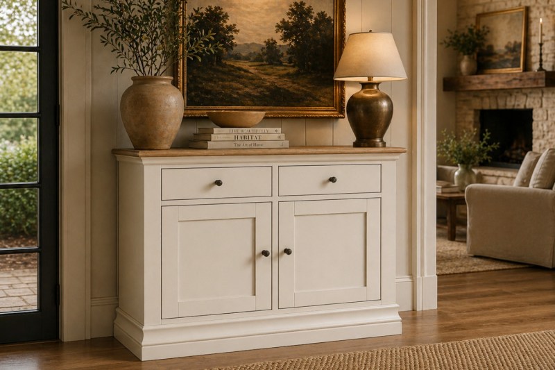 Provence Painted Off-White Oak Small Sideboard Provence Painted Off-White Oak Small Sideboard