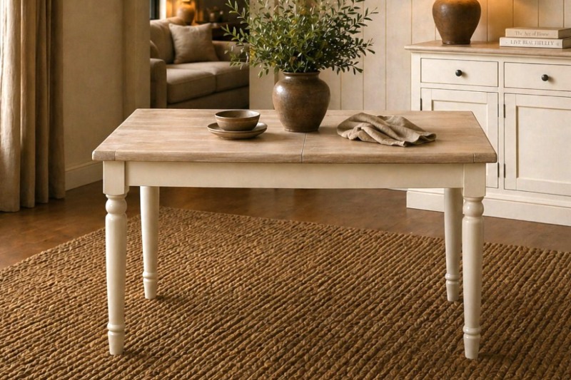 Provence Painted Off-White Oak Compact Ext 120-165cm Dining Table Provence Painted Off-White Oak Compact Ext 120-165cm Dining Table