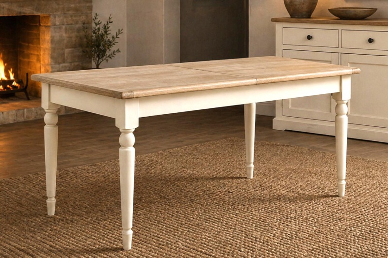 Provence Painted Off-White Oak Large Ext 180-230cm Dining Table Provence Painted Off-White Oak Large Ext 180-230cm Dining Table