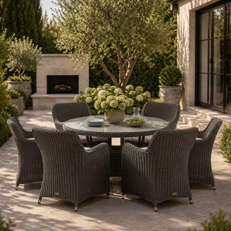 Gallery Direct Ascot Outdoor Round Dining Set & 6 Chairs Gallery Direct Ascot Outdoor Round Dining Set & 6 Chairs