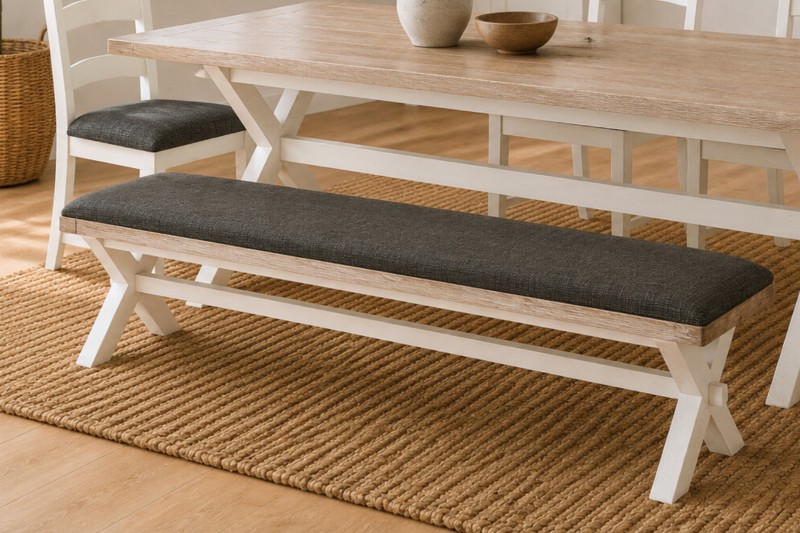 Windsor Country Oak Painted Cross-Leg Dining Bench Windsor Country Oak Painted Cross-Leg Dining Bench