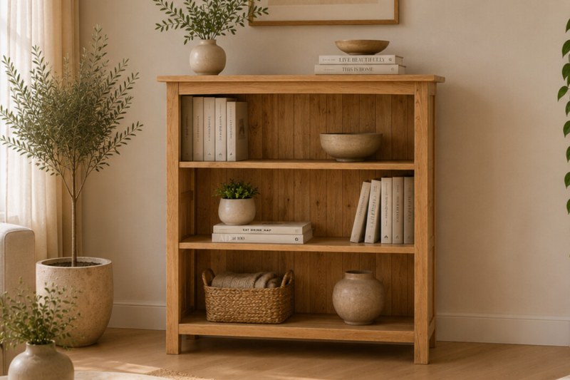 Devon 100% Solid Oak Low Bookcase Devon 100% Solid Oak Low Bookcase