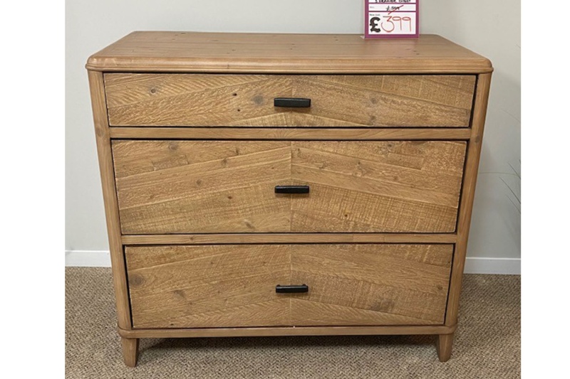 Ex-Display St Austell - Baker Jude Reclaimed Wood 3 Drawer Chest of Drawers Ex-Display St Austell - Baker Jude Reclaimed Wood 3 Drawer Chest of Drawers