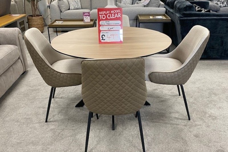 Ex-Display St Austell - Sadie Round Dining Table + 4 Chairs Ex-Display St Austell - Sadie Round Dining Table + 4 Chairs