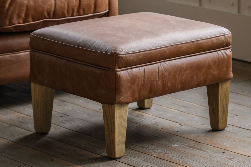 Gallery Direct Mr. Paddington Stool in Vintage Brown Leather Gallery Direct Mr. Paddington Stool in Vintage Brown Leather