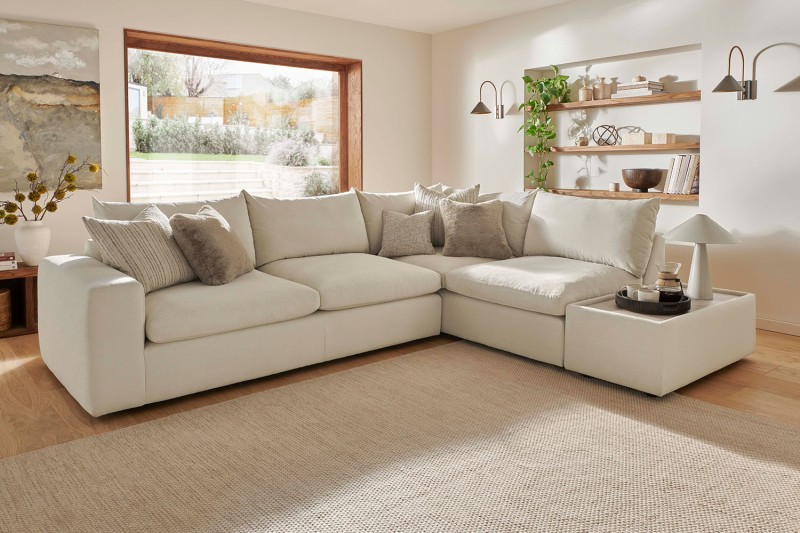 Toronto Fabric Large Corner Sofa Group with Wooden Stool Toronto Fabric Large Corner Sofa Group with Wooden Stool