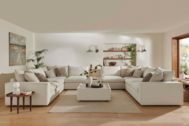 Toronto Fabric Extra Large U-Shape Corner Sofa Group with Wooden Stools Toronto Fabric Extra Large U-Shape Corner Sofa Group with Wooden Stools