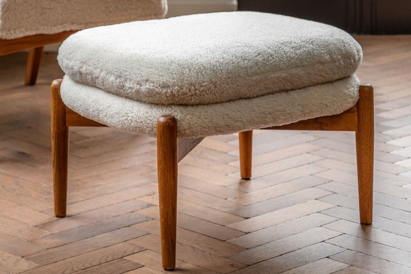 Gallery Direct Datsun Cream Sheepskin Fabric Footstool Gallery Direct Datsun Cream Sheepskin Fabric Footstool