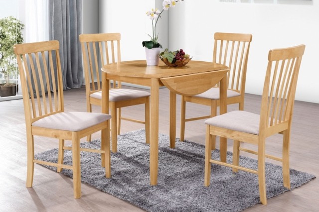 Alaska Oak Finish Round Drop Leaf Table Alaska Oak Finish Round Drop Leaf Table