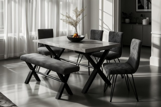 Forge Stone Effect 150 Dining Set Table & 4 Chairs Forge Stone Effect 150 Dining Set Table & 4 Chairs