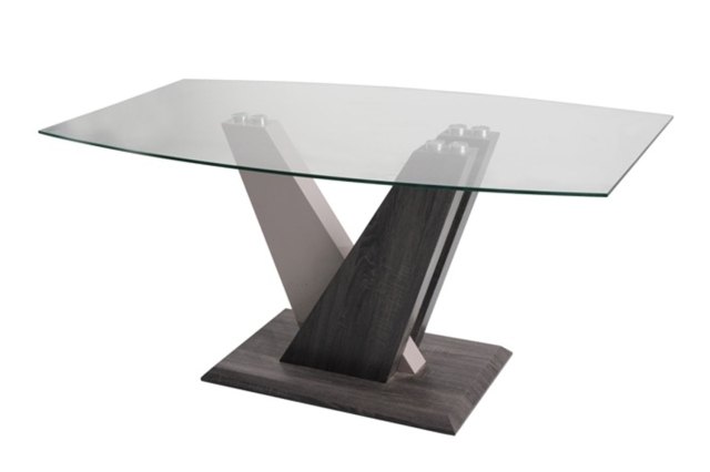 Zen Glass Dining Table Set & 4 Dining Chairs in Champagne Zen Glass Dining Table Set & 4 Dining Chairs in Champagne
