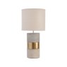 Concrete and Gold Table Lamp with Natural Shade