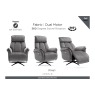 Evo Soft Touch Fabric 360 Swivel Dual Motor Electric Recliner Chair in Grey Evo Soft Touch Fabric 360 Swivel Dual Motor Electric Recliner Chair in Grey