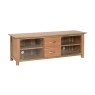 Devon 100% Solid Oak Large TV Unit with Glass Doors Devon 100% Solid Oak Large TV Unit with Glass Doors