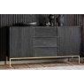 Gallery Direct Ripple Mango Wood Black & Gold Large Sideboard